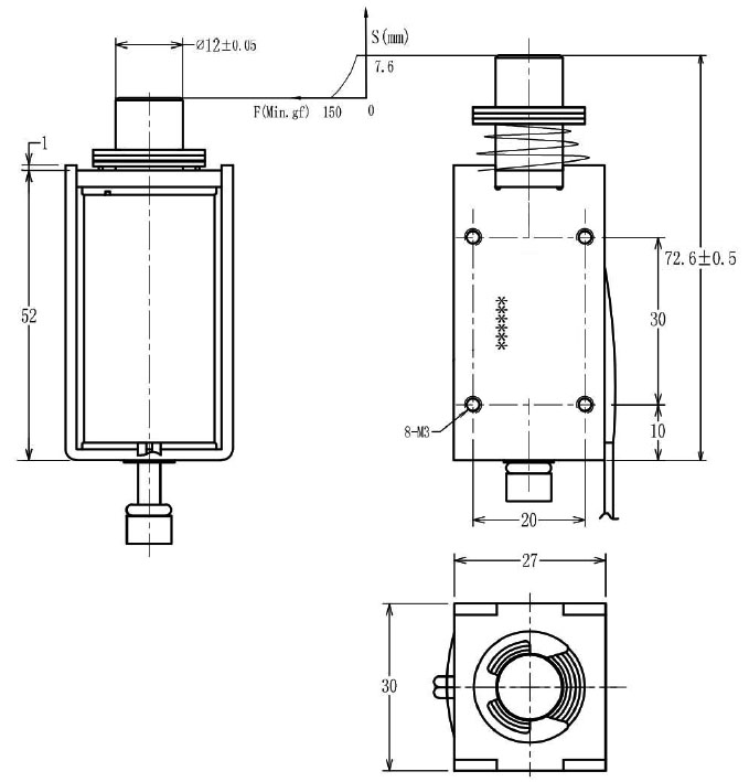 YDA1253 工業自動化設備用プッシュプルソレノイド 电磁阀电磁铁电磁阀厂家电磁铁厂家保持式电磁铁医疗阀深圳市亿得亨电子有限公司